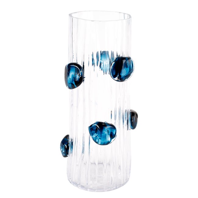 Vase Dalida L, glass, transparent/blue, H37cm, D17.5cm