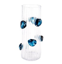 Vase Dalida L, glass, transparent/blue, H37cm, D17.5cm