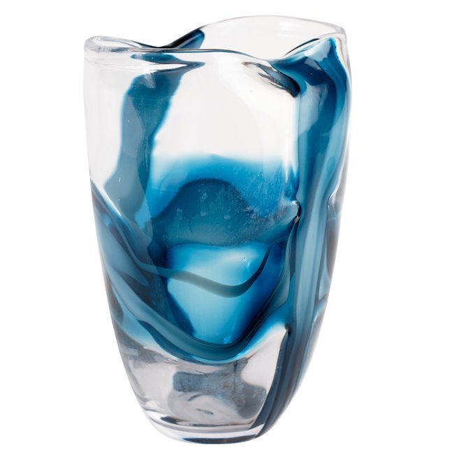 Vase Dansk L, glass, transparent/blue, H28cm, D21cm