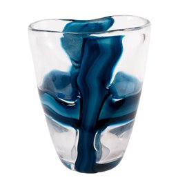 Vase Dansk M, glass, transparent/blue, H23.5cm, D18.5cm