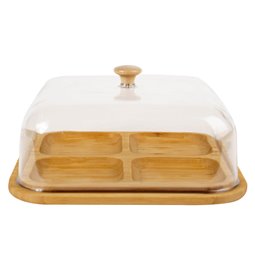 Bamboo plate Fridy w lid, H13.5x24.5x24.5cm