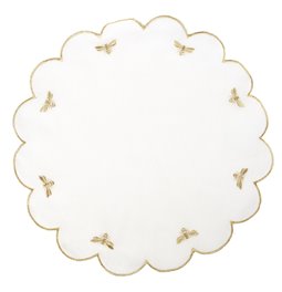 Placemat Paigton, white/gold color, D38cm
