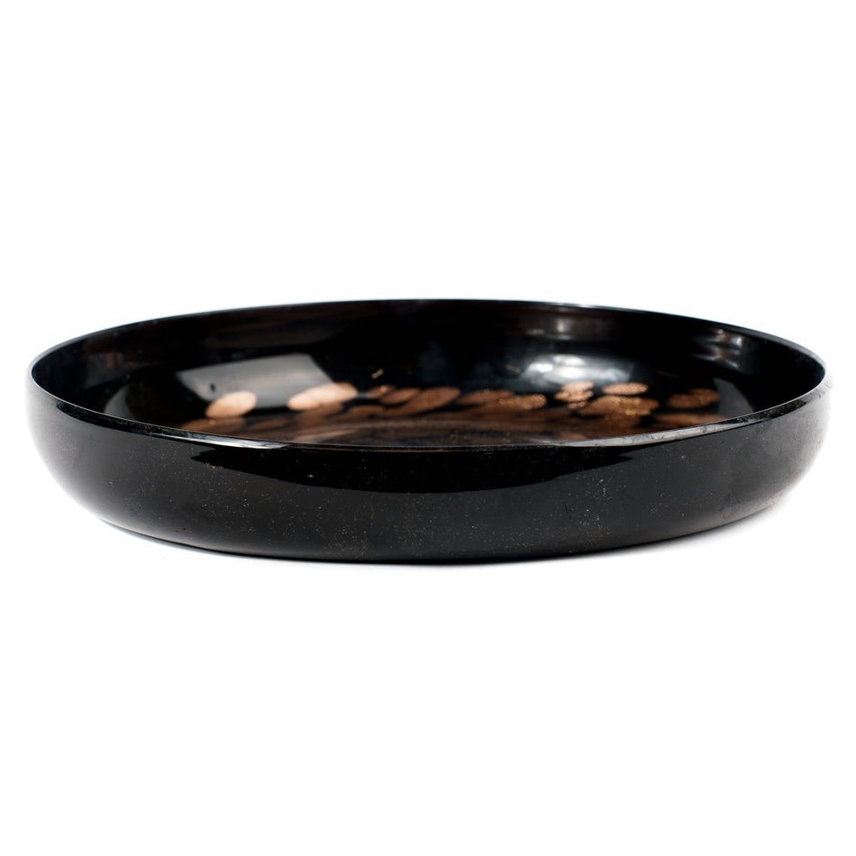 Decorative tray Dorn, black/brown, H5cm, D31cm
