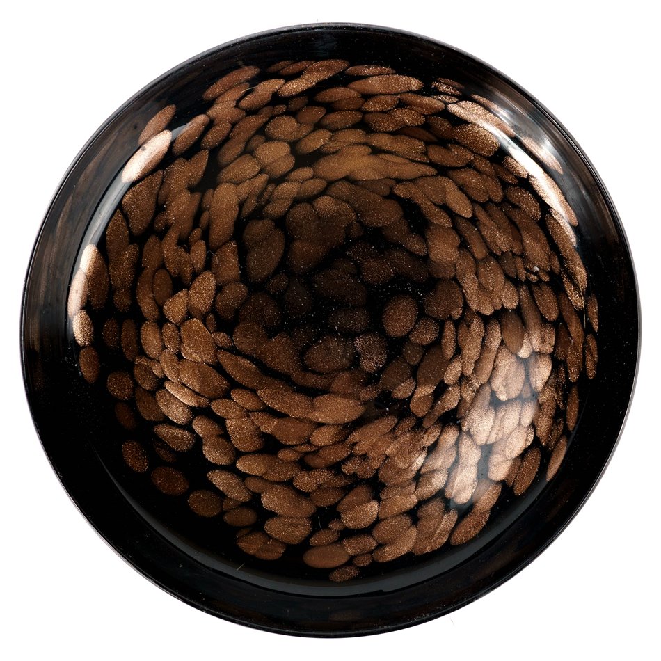 Decorative tray Dorn, black/brown, H5cm, D31cm