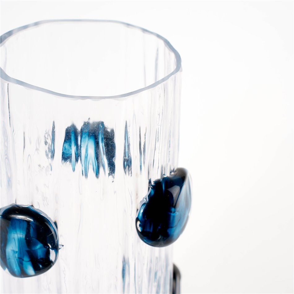 Vase Dalida L, glass, transparent/blue, H37cm, D17.5cm