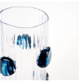Vase Dalida L, glass, transparent/blue, H37cm, D17.5cm