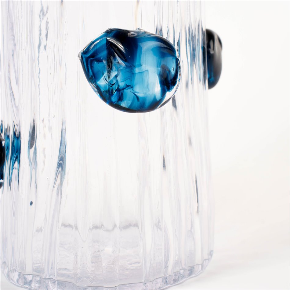 Vase Dalida L, glass, transparent/blue, H37cm, D17.5cm