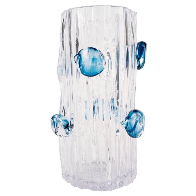 Vase Dalida S, glass, transparent/blue, H25.5cm, D14cm