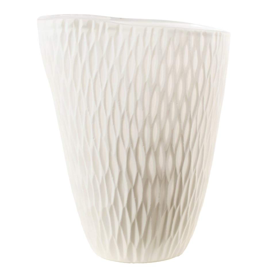 Vase Dally M, glass, white, H23cm, D19cm