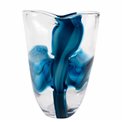 Vase Dansk L, glass, transparent/blue, H28cm, D21cm