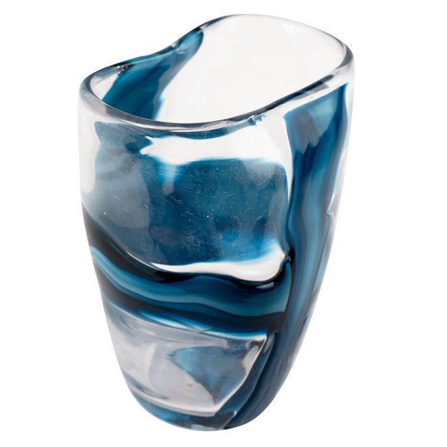 Vase Dansk M, glass, transparent/blue, H23.5cm, D18.5cm