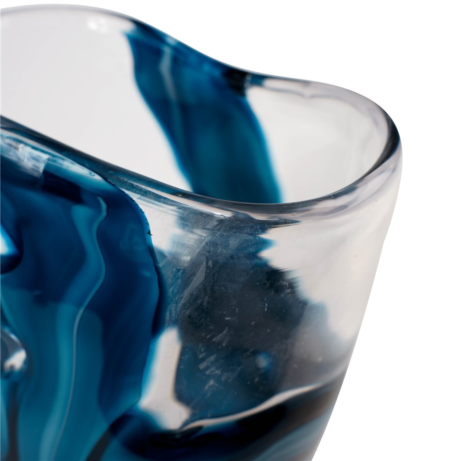 Vase Dansk M, glass, transparent/blue, H23.5cm, D18.5cm