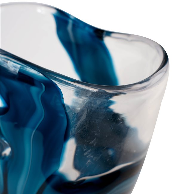 Vase Dansk M, glass, transparent/blue, H23.5cm, D18.5cm