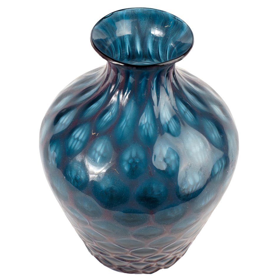 Vase Delian, glass, blue, H30cm, D21cm