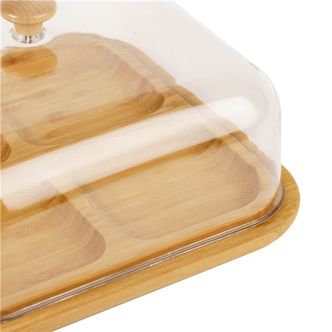 Bamboo plate Fridy w lid, H13.5x24.5x24.5cm