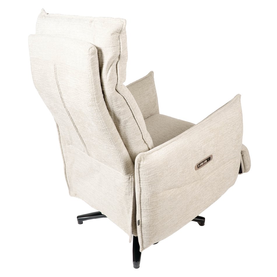 Electric recliner Amandy Kansas 4 natural K, 2 motors, cream, rotatable 360 degrees, H74-110x76x90-158cm, seat height 40-51cm