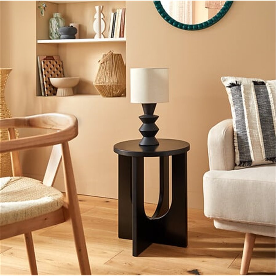 Side table Bloom, MDF, black, D40cm H50,5cm 