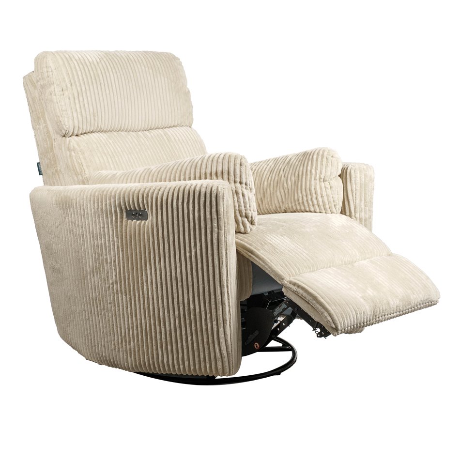 Electric recliner/rocking chair Hoka 01, beige, rotatable 180 degrees, H89-106x101x98-168cm, seat height 50-57cm