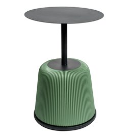 Side table Jakovo, iron/eco leather, black/green, D40cm H55cm