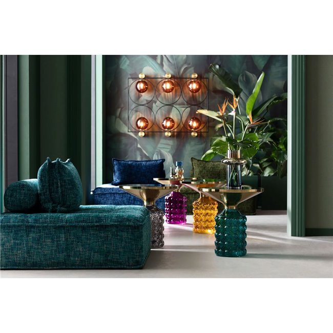 Side table Lola Smoke, metal/glass, D50cm H52cm