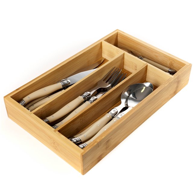 Cutlery set in Bamboo Box for 4 persons, 16 pcs., H5.5x20x30.5cm