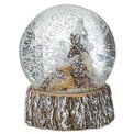 X-mas decor Deer and fawn snow globe, H9.7x8x8cm