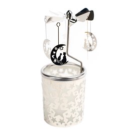 Lantern with metal top half Moon, H15cm, D6cm