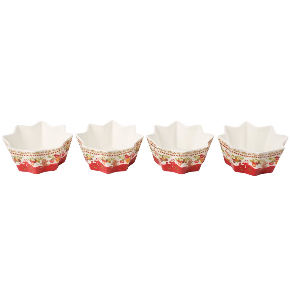 Porcelain bowl set 4 CHRISTMAS MEMORIES, 11x11cm H5cm