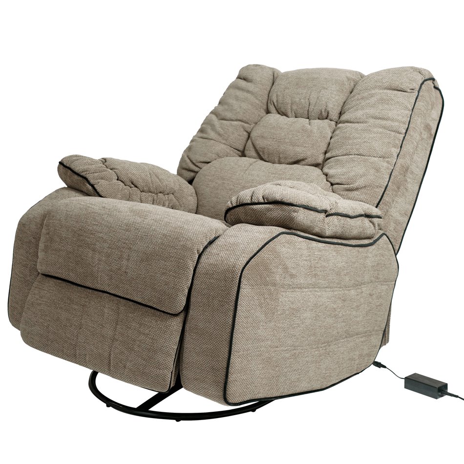 Zzz Electric recliner/rocking chair Hohenberg, brown, rotatable 210 degrees, H84-106x96x105-170cm