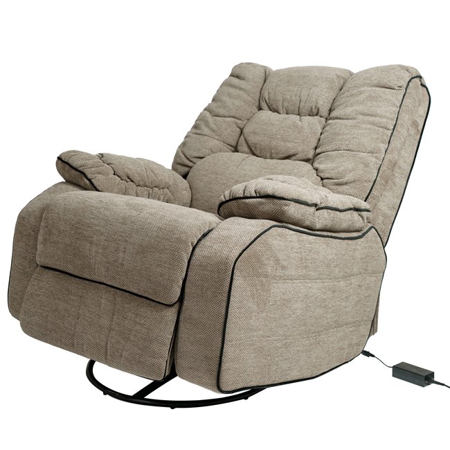 Zzz Electric recliner/rocking chair Hohenberg, brown, rotatable 210 degrees, H84-106x96x105-170cm