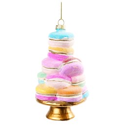 Christmas decor Glass macaroons ornament multicolor, H14.5cm, D8cm