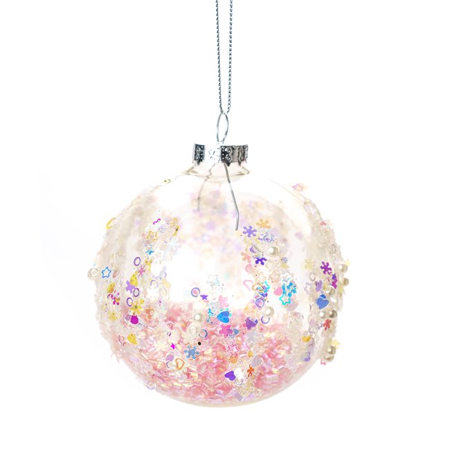 X-mas decor pink, hanging, 8x8x8cm