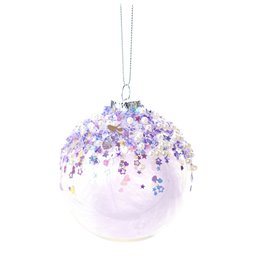 X-mas decor Ball dark purple, hanging, 8x8x8cm