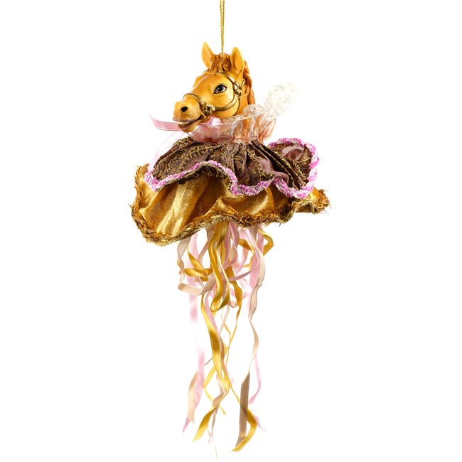 Christmas decor Horse Ruffle, mauve/gold