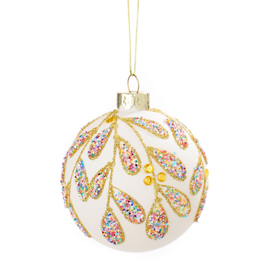 Christmas tree ornament Ball Leaves, 8x8x8cm