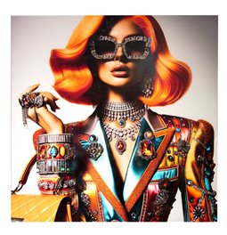 Glass picture Glamour Lady, 80x80x0.4cm