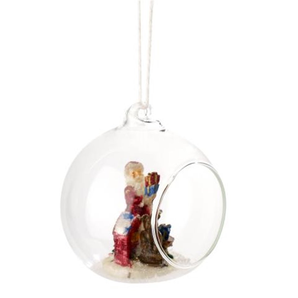 X-mas decor GLASS BALL W/SANTA DECO, H9.5x8.5x9cm