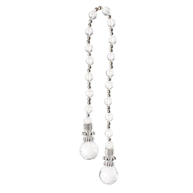 X-mas decor BEAD CHAIN clear/silver, 48cm