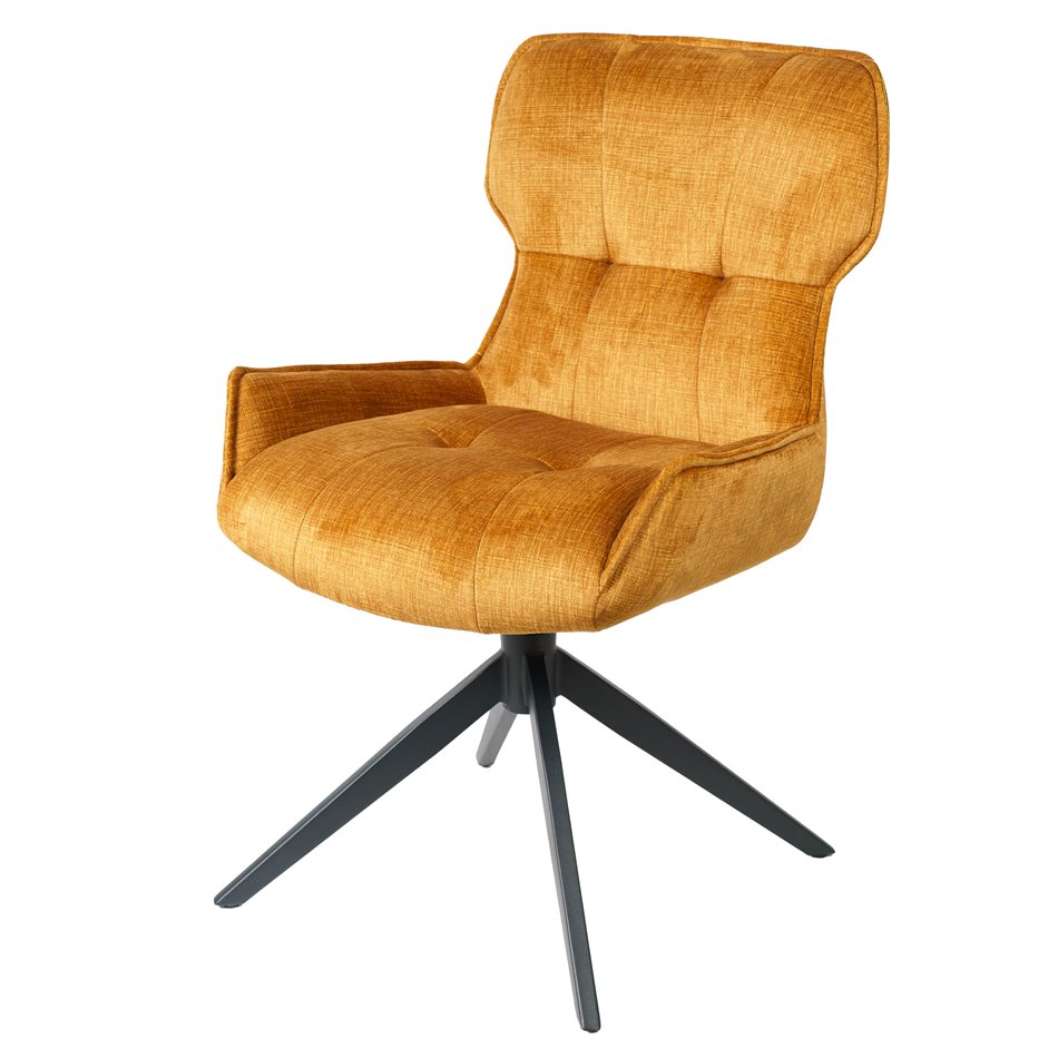 Dining chair Filetino, rotatable 360 degrees, mustard, H89x64x55cm, seat height 49cm