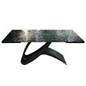 Extendable dining table Faberg, metal/glass, black, 180-260x95cm H76cm