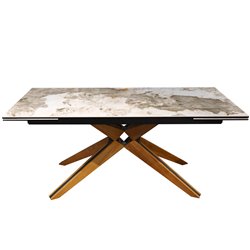 Extendable dining table Fara, wood/metal/glass/ceramics, 180-260x90cm H76cm