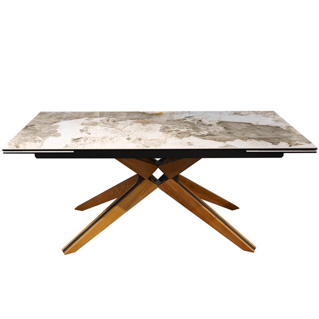 Extendable dining table Fara, wood/metal/glass/ceramics, 180-260x90cm H76cm