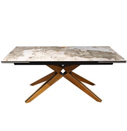 Extendable dining table Fara, wood/metal/glass/ceramics, 180-260x90cm H76cm
