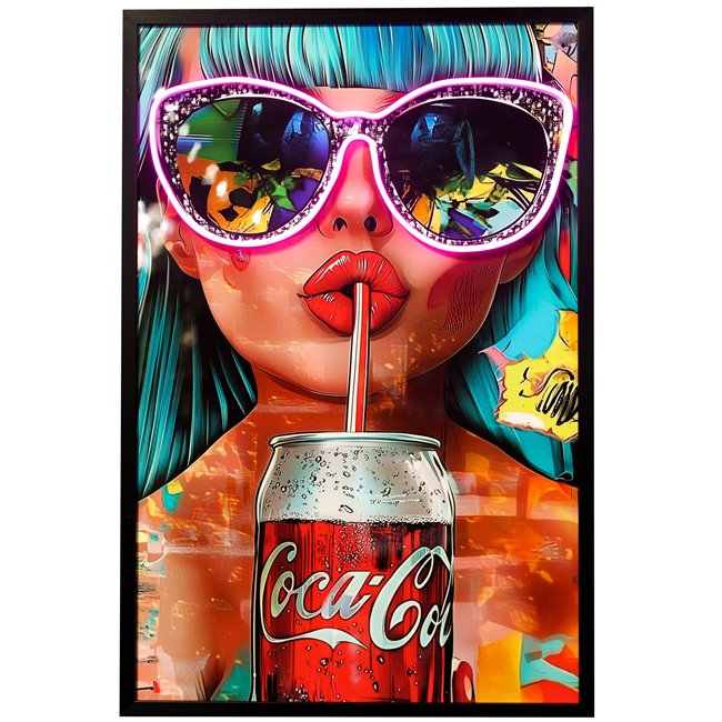 Стеклянная картина Beauty with Coca-Cola с LED, 60x90x3.5cm