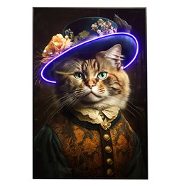 Glass picture Catman LED, 80x120x3.5cm