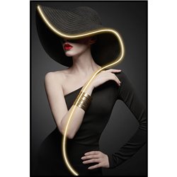 Glass picture Lady in black LED, 80x120x3.5cm