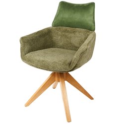 Dining chair Fango 37, rotatable 360 degrees, green/natural, H89x63.5x55cm, seat height 49cm