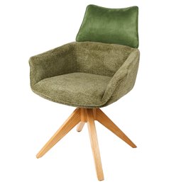 Dining chair Fango 37, rotatable 360 degrees, green/natural, H89x63.5x55cm, seat height 49cm