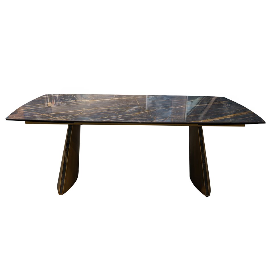 Extendable dining table Fabian, metal/glass/ceramic, 200-300x100cm H76cm