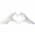 Deco figurine Heart, ceramics, white, H11x7x31cm